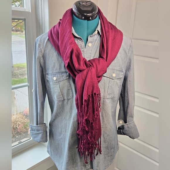 PASHMINA OVERSIZE SCARF SHAWL WRAP OXBLOOD MAROON FALL WOMEN OS - Picture 1 of 12